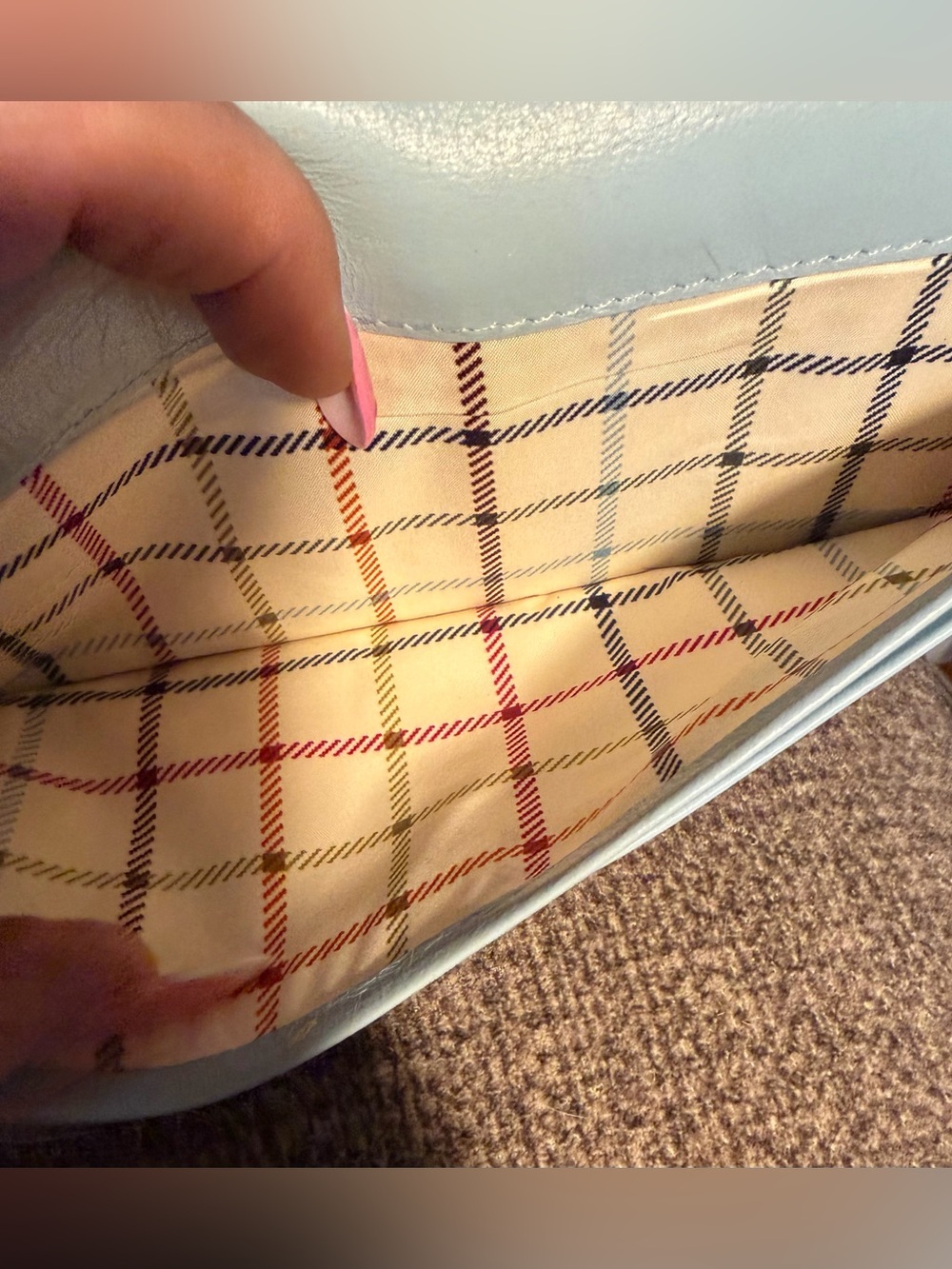 Coach Bleecker Tattersall Signature Canvas Buckle Wallet Blue White EUC - Picture 11 of 15